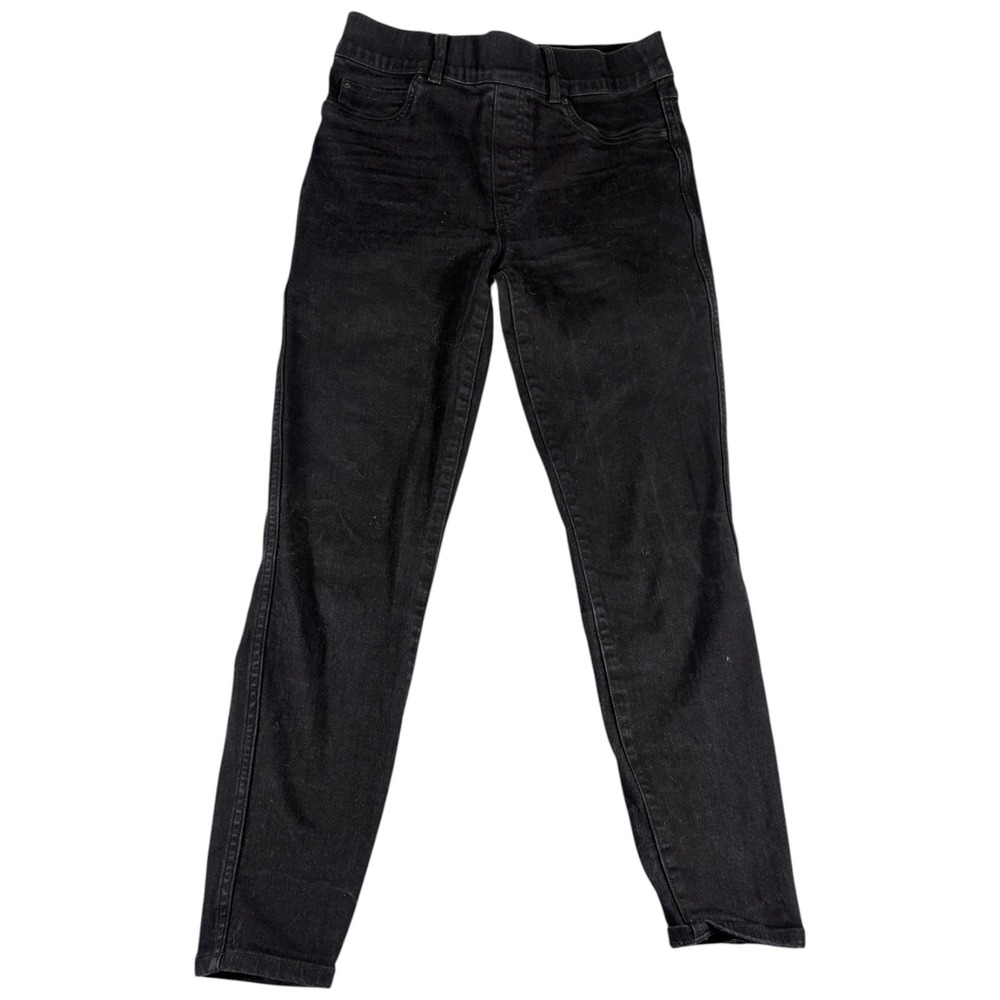 Spanx Leggings Jeans‎ Womens M Black Denim Premium Stretch Mid Rise Slim Tapered